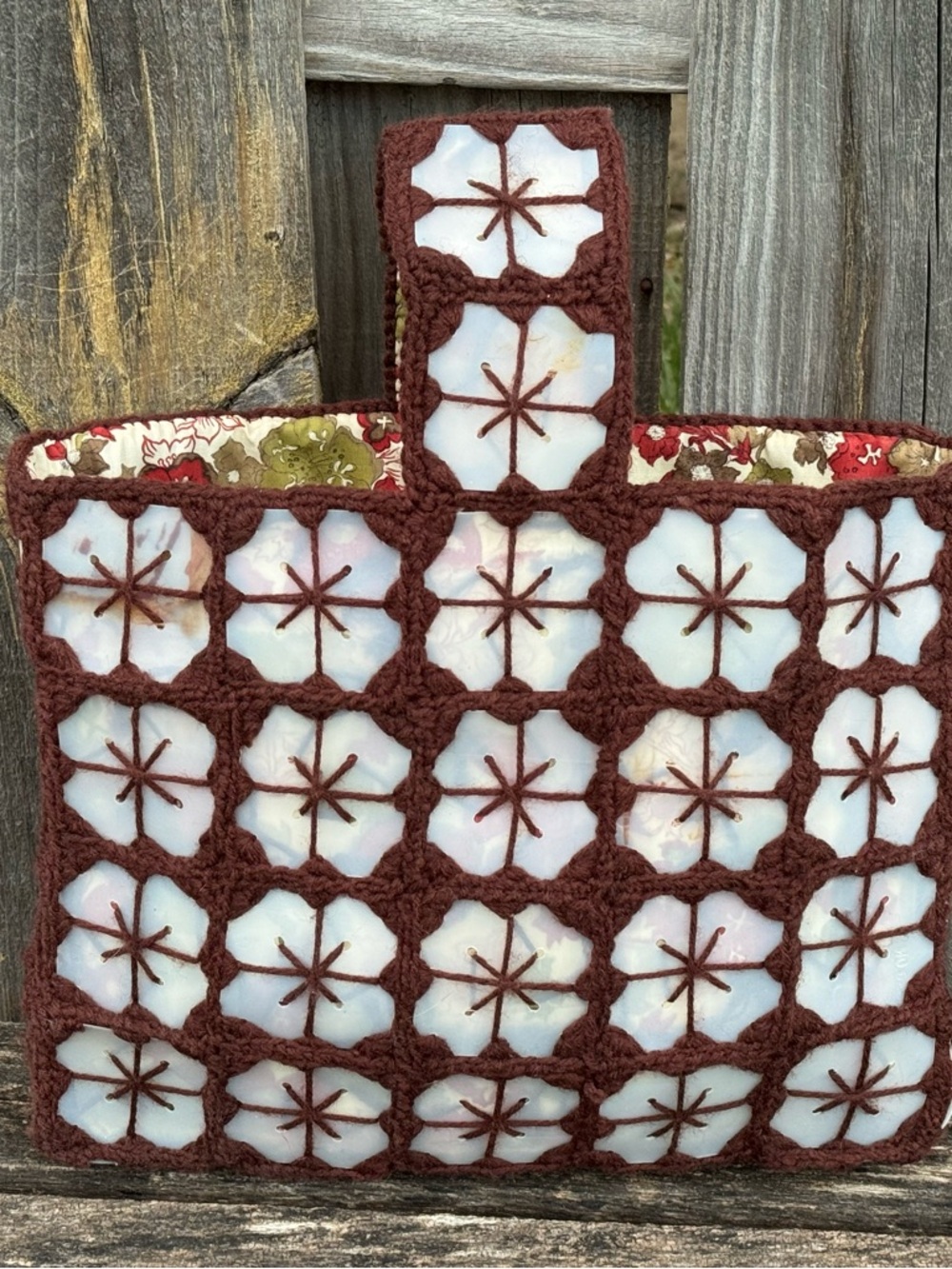 Vintage 1960’s 1970’s Homemade Crochet Tote